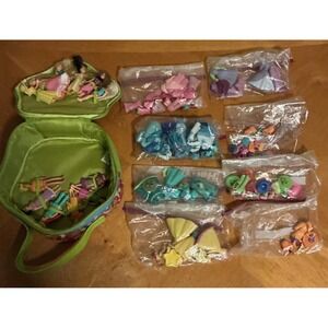 Lot‎ Of Polly Pocket 12 Dolls, 9 Bags Accessories And Carry Case
